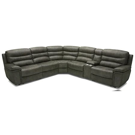 Casual Six Piece Reclining Sectional Sofa with Cupholder Storage Console